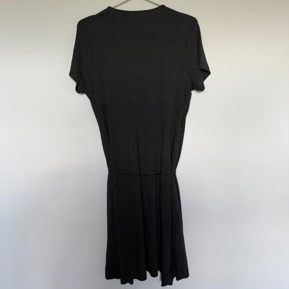 Vintage Gap Womens Wrap Dress XL Black Waist Tie Short Sleeve Geometric Casual - Picture 6 of 6